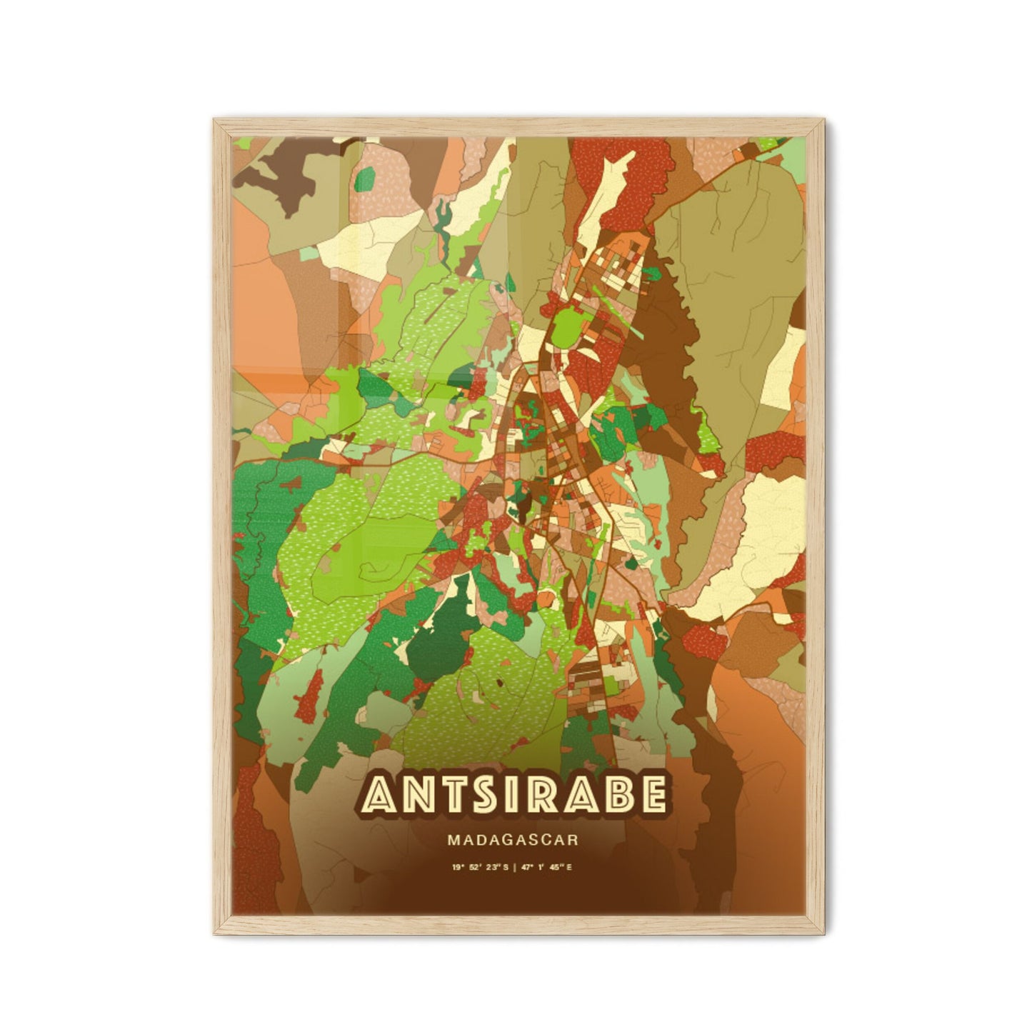 Colorful ANTSIRABE MADAGASCAR Fine Art Map Farmhouse