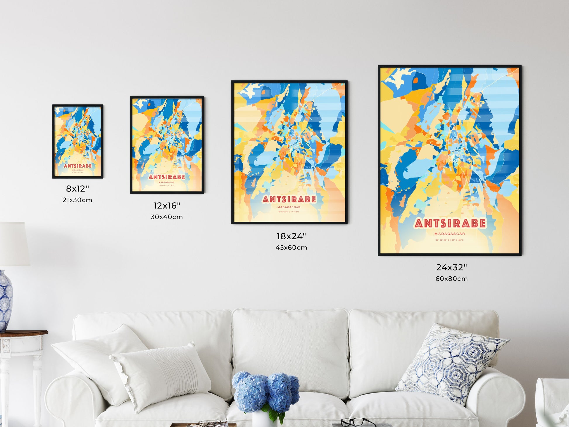 Colorful ANTSIRABE MADAGASCAR Fine Art Map