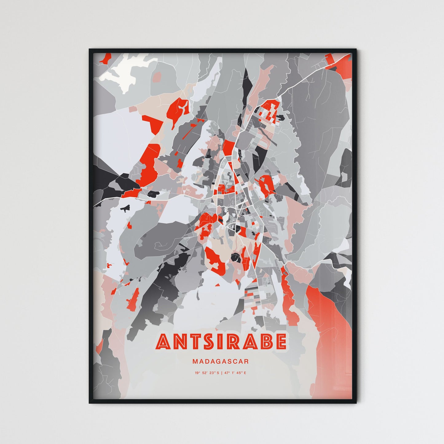 Colorful ANTSIRABE MADAGASCAR Fine Art Map Modern