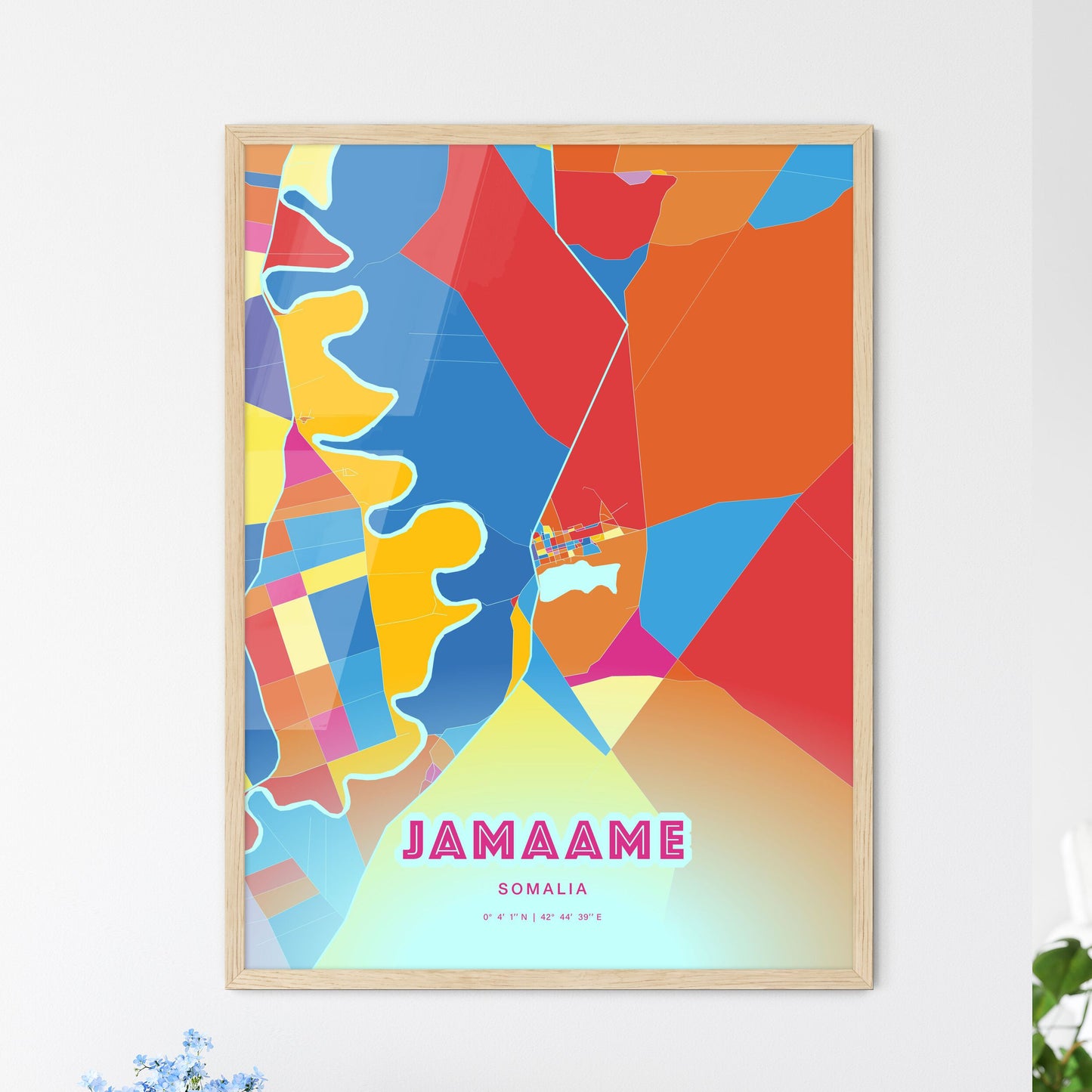 Colorful JAMAAME SOMALIA Fine Art Map Crazy Colors