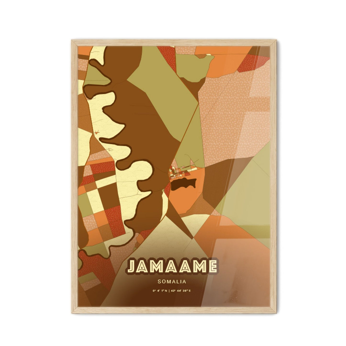 Colorful JAMAAME SOMALIA Fine Art Map Farmhouse