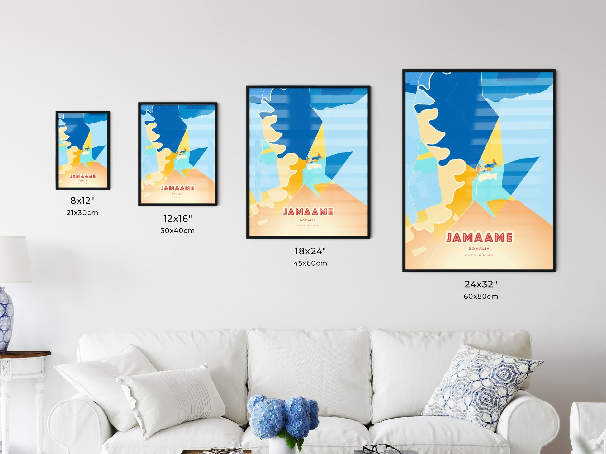 Colorful JAMAAME SOMALIA Fine Art Map