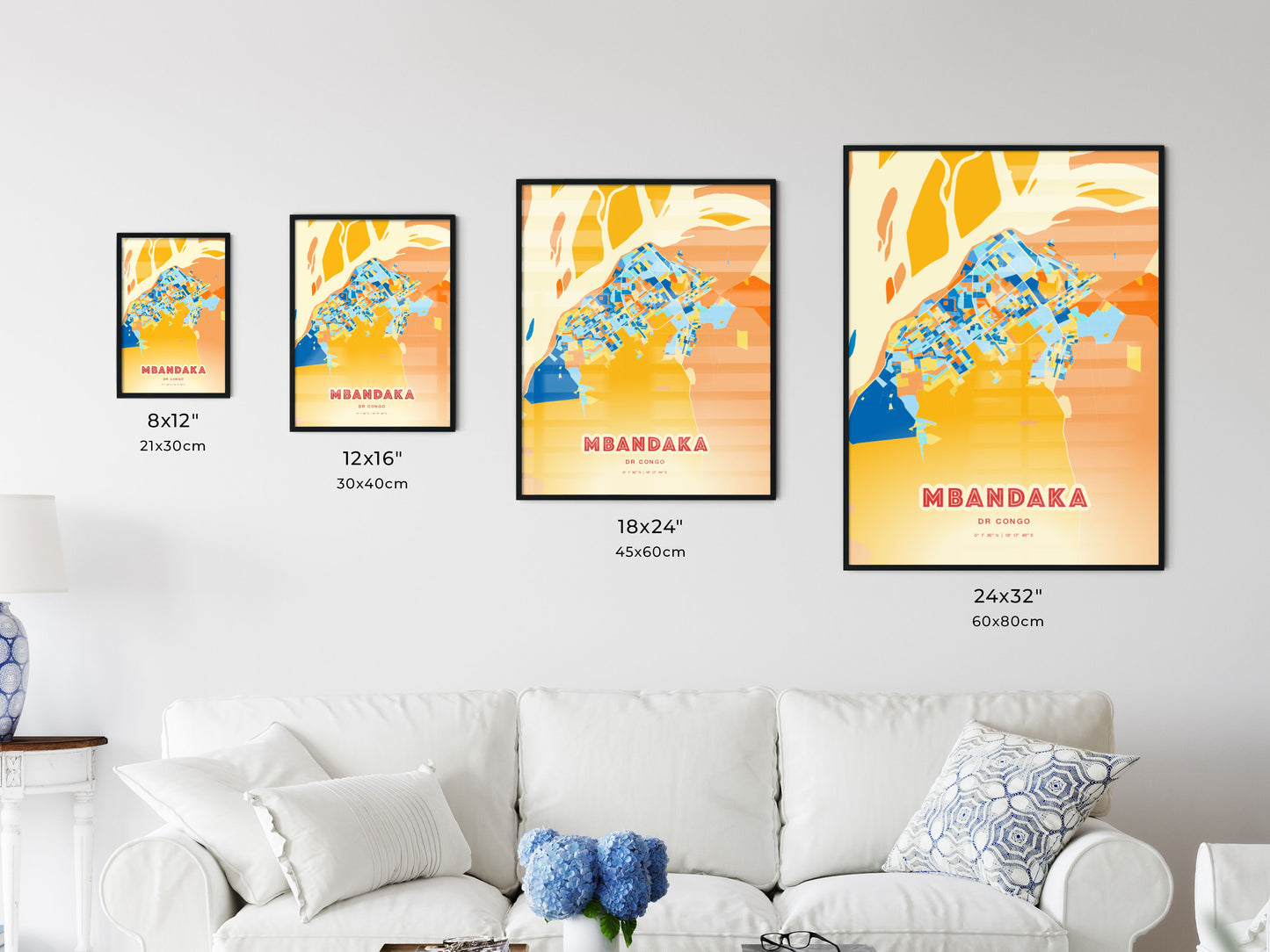 Colorful MBANDAKA DR CONGO Fine Art Map