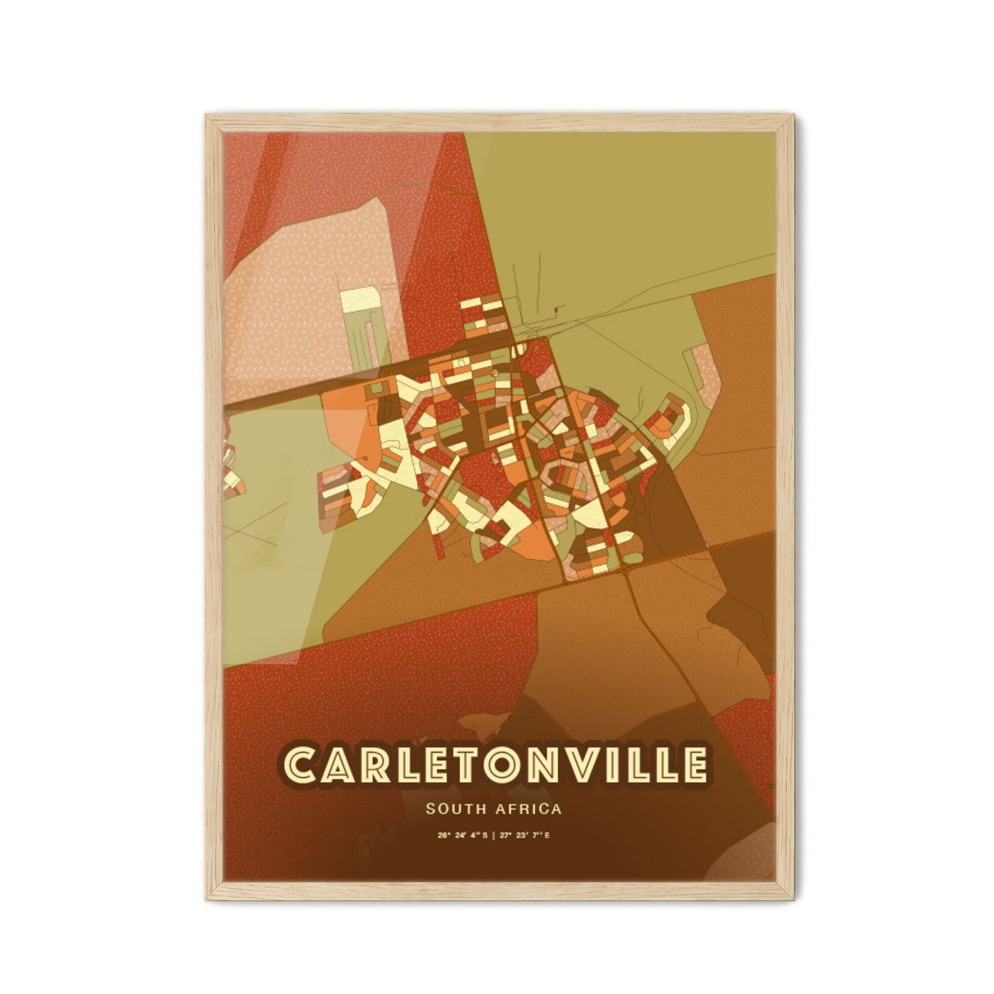 Colorful CARLETONVILLE SOUTH AFRICA Fine Art Map Farmhouse