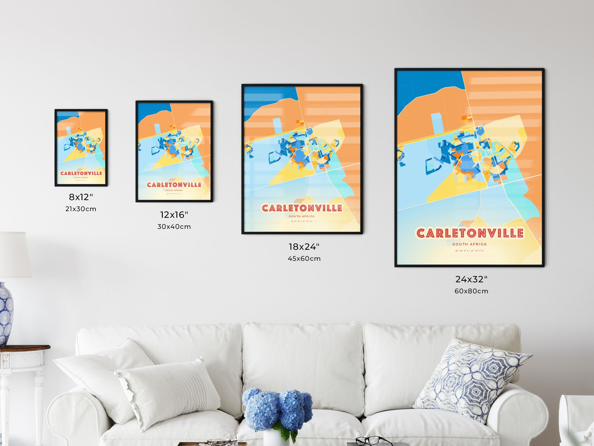 Colorful CARLETONVILLE SOUTH AFRICA Fine Art Map