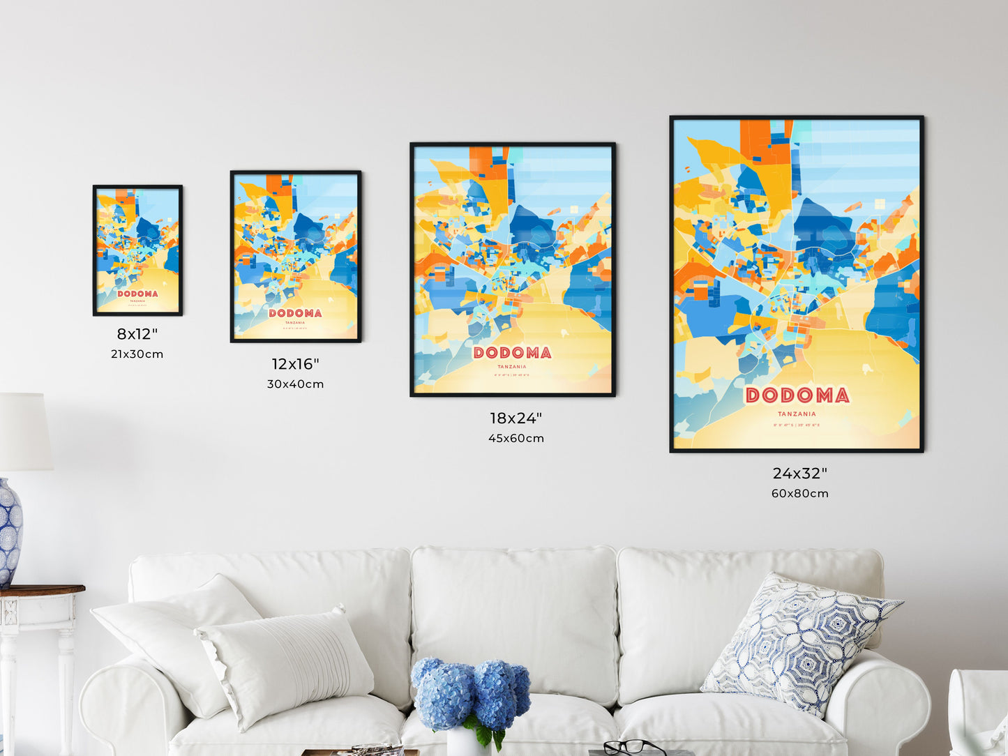 Colorful DODOMA TANZANIA Fine Art Map