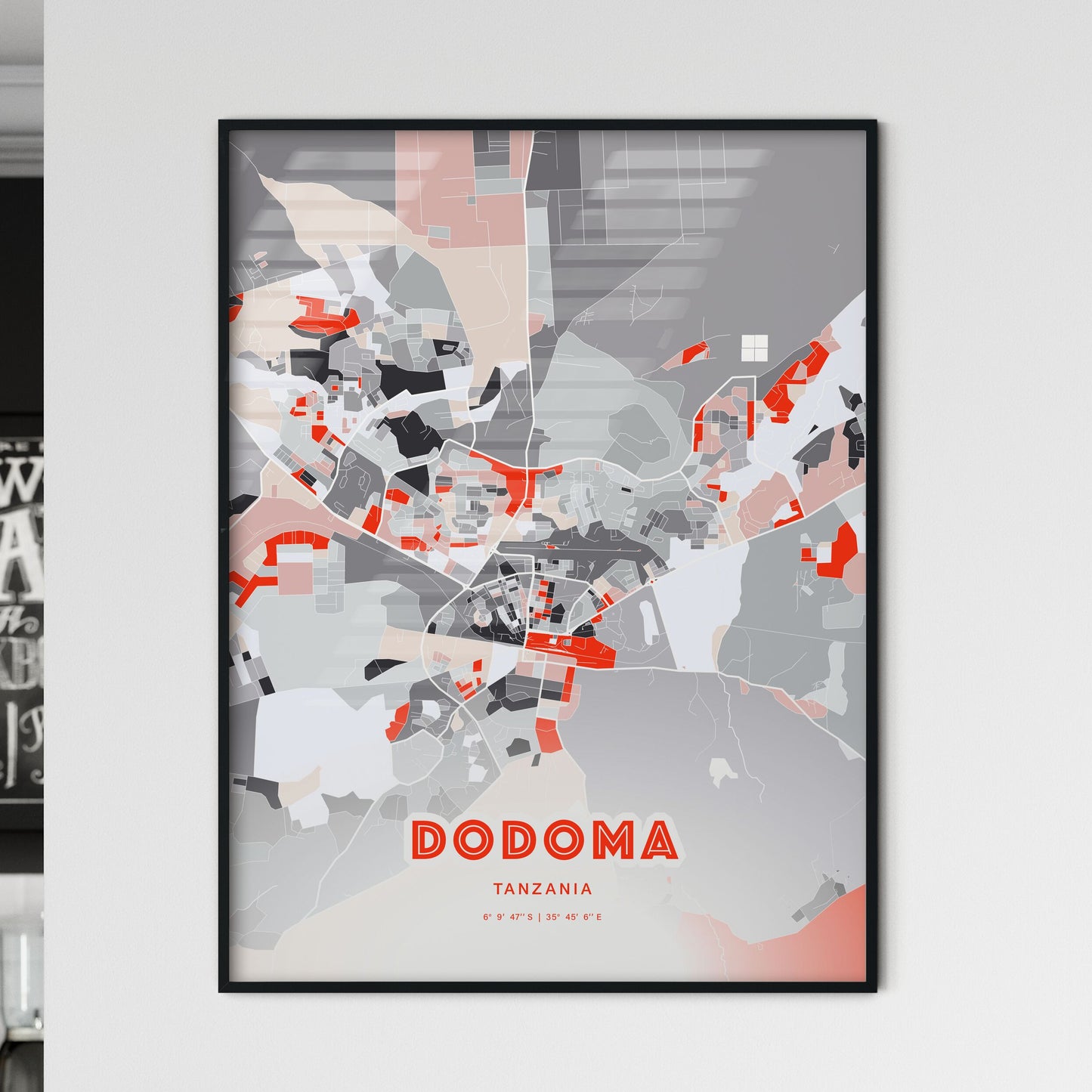 Colorful DODOMA TANZANIA Fine Art Map Modern