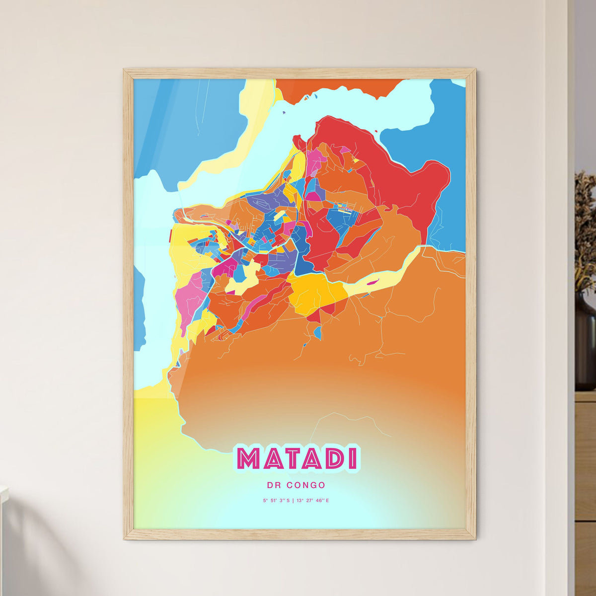 Colorful MATADI DR CONGO Fine Art Map Crazy Colors