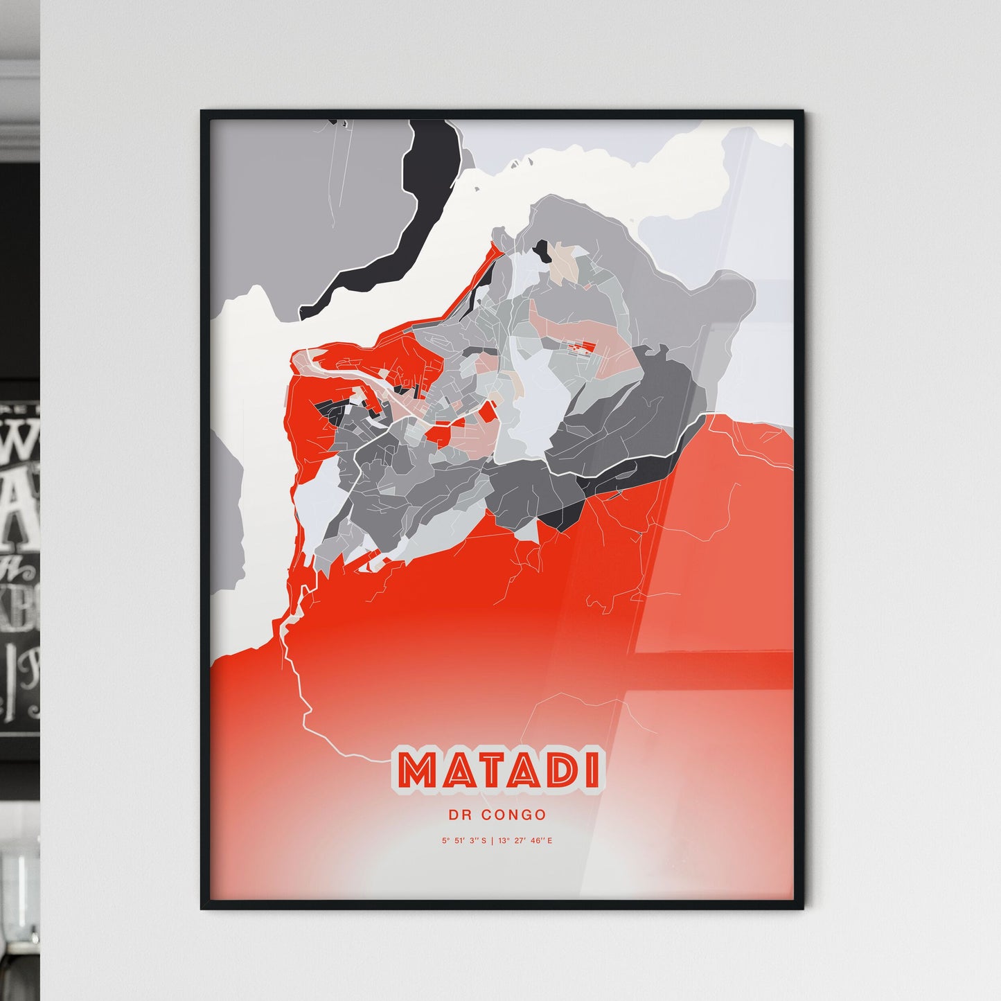 Colorful MATADI DR CONGO Fine Art Map Modern