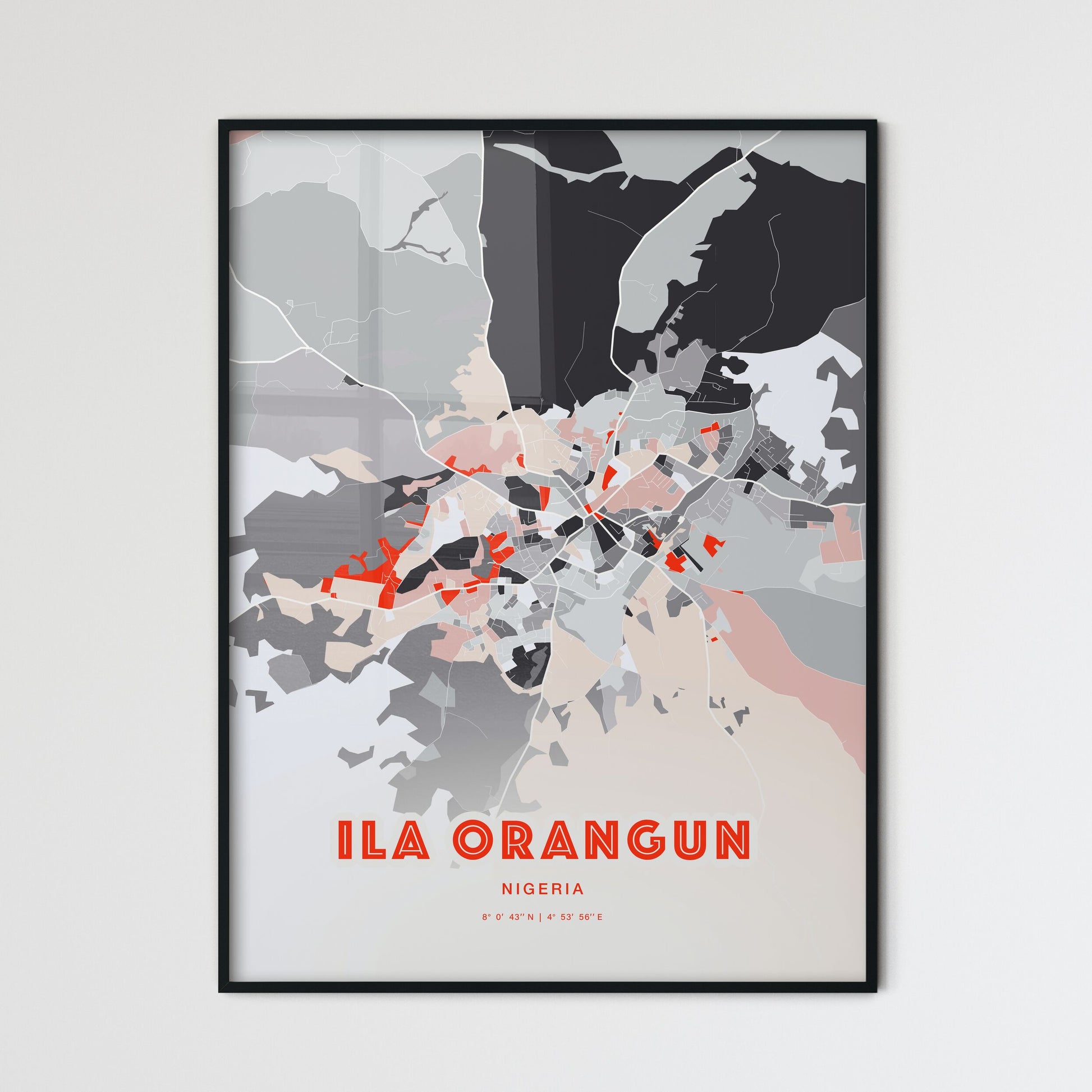 Colorful ILA ORANGUN NIGERIA Fine Art Map Modern