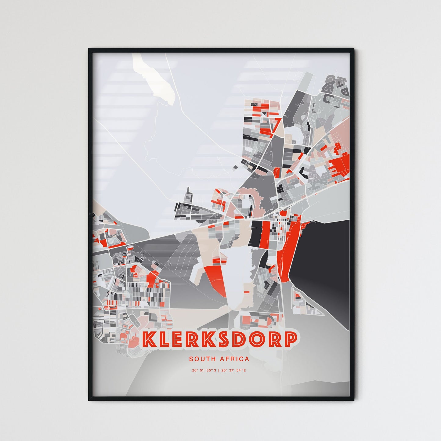 Colorful KLERKSDORP SOUTH AFRICA Fine Art Map Modern