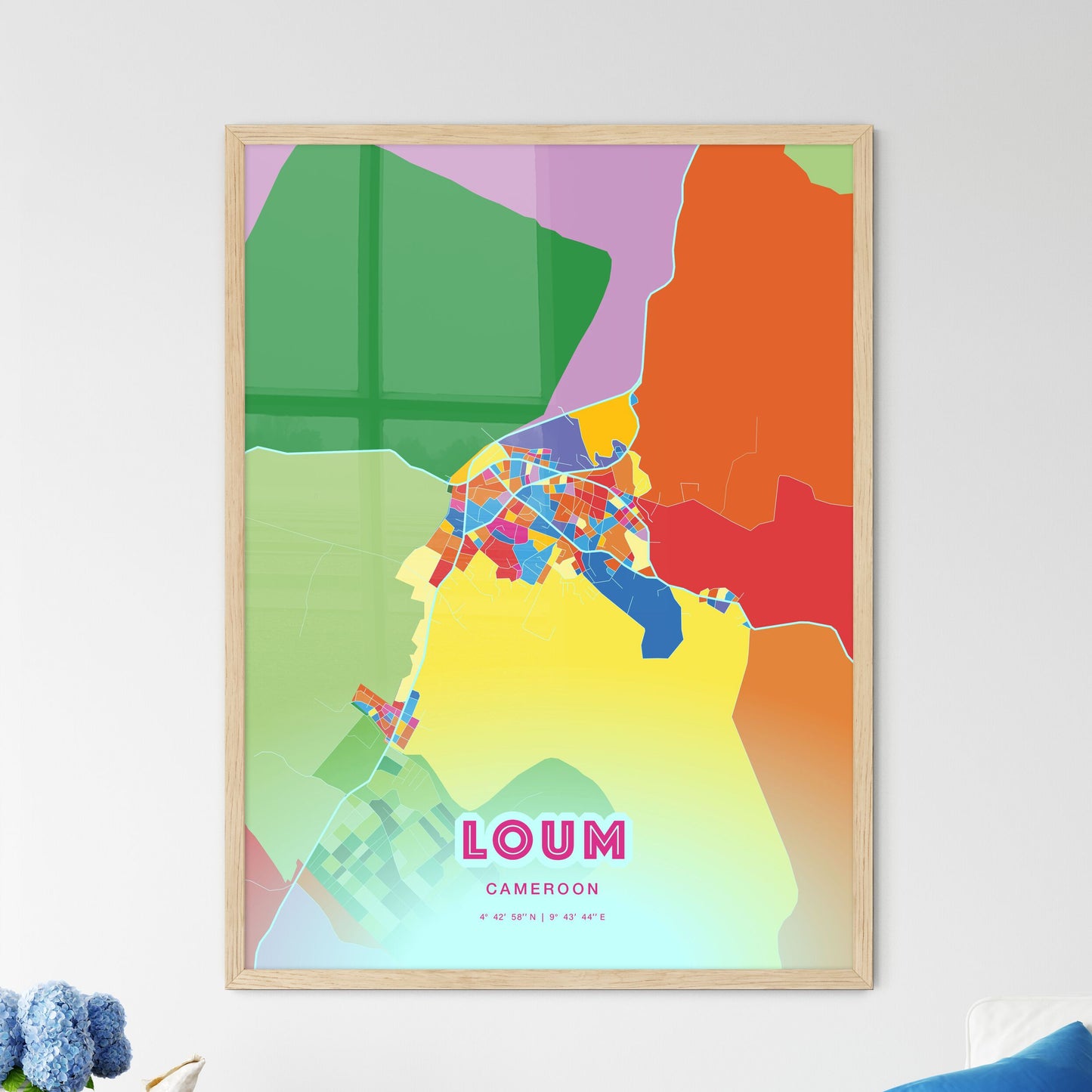 Colorful LOUM CAMEROON Fine Art Map Crazy Colors