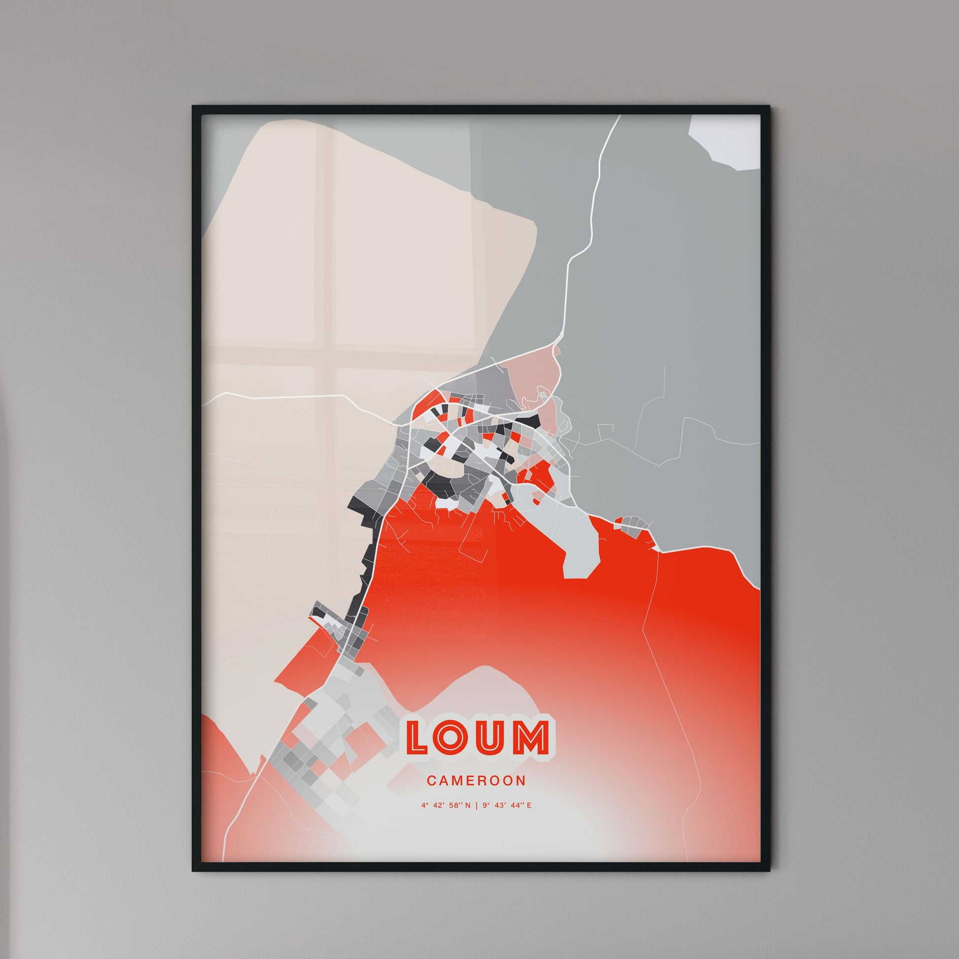 Colorful LOUM CAMEROON Fine Art Map Modern