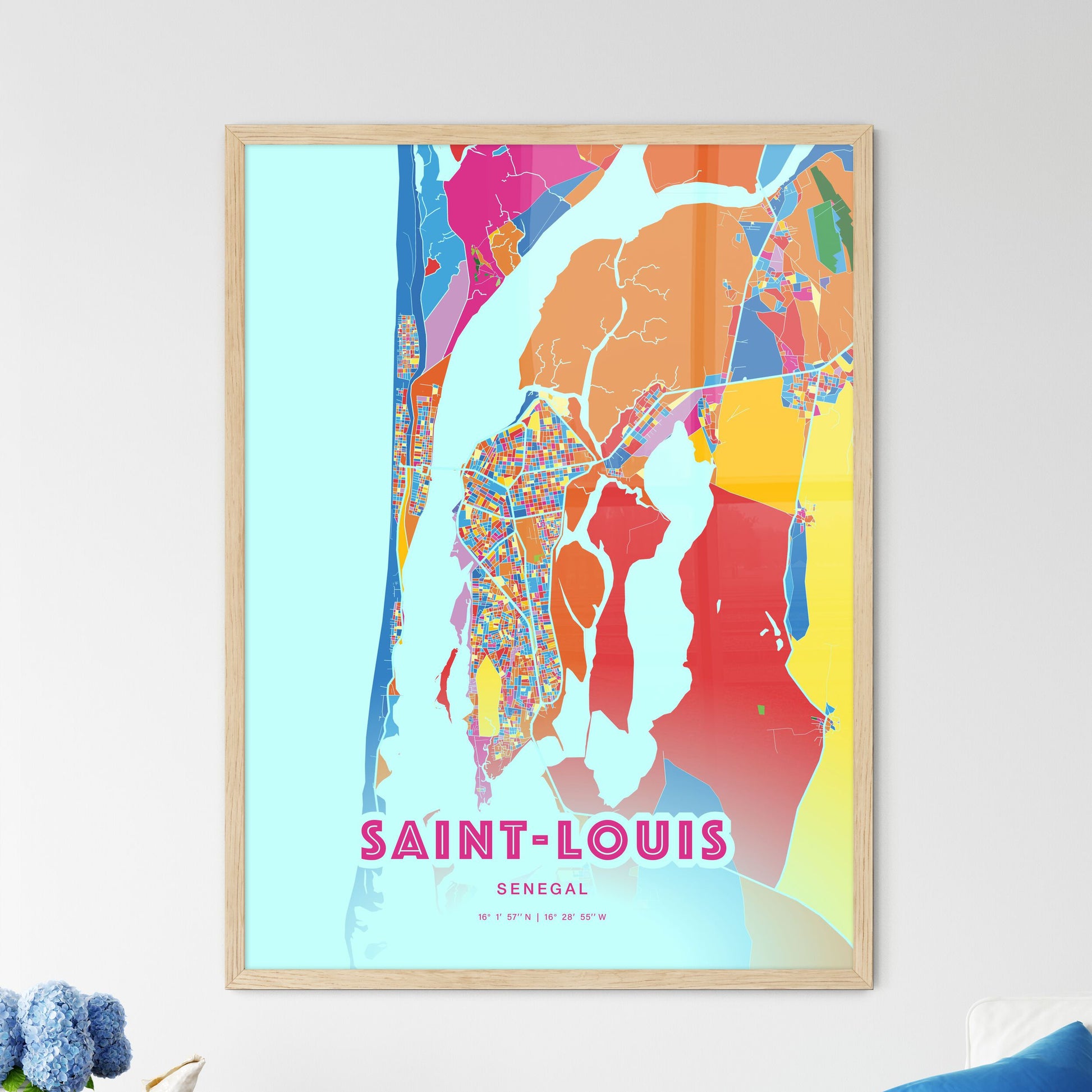 Colorful SAINT-LOUIS SENEGAL Fine Art Map Crazy Colors