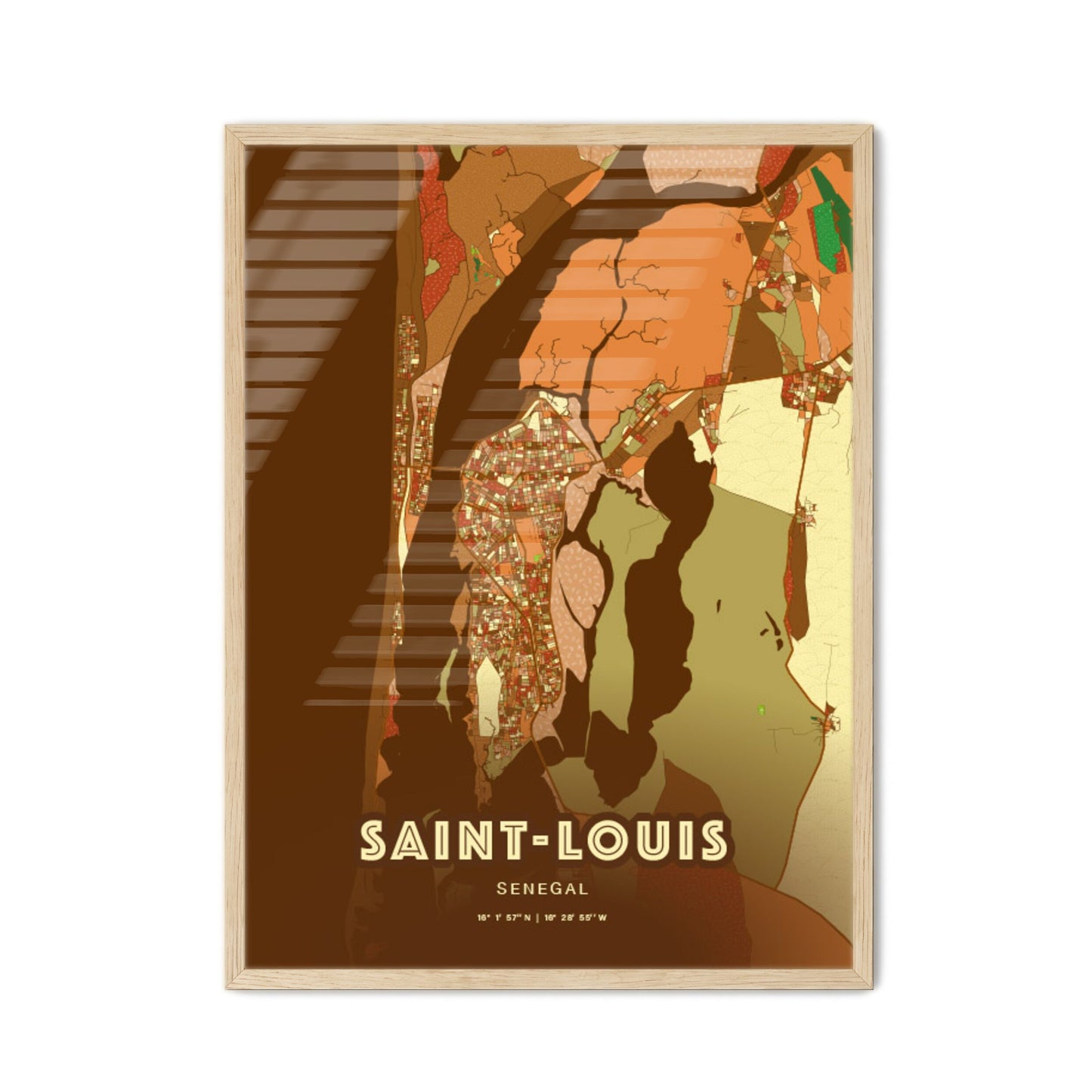Colorful SAINT-LOUIS SENEGAL Fine Art Map Farmhouse