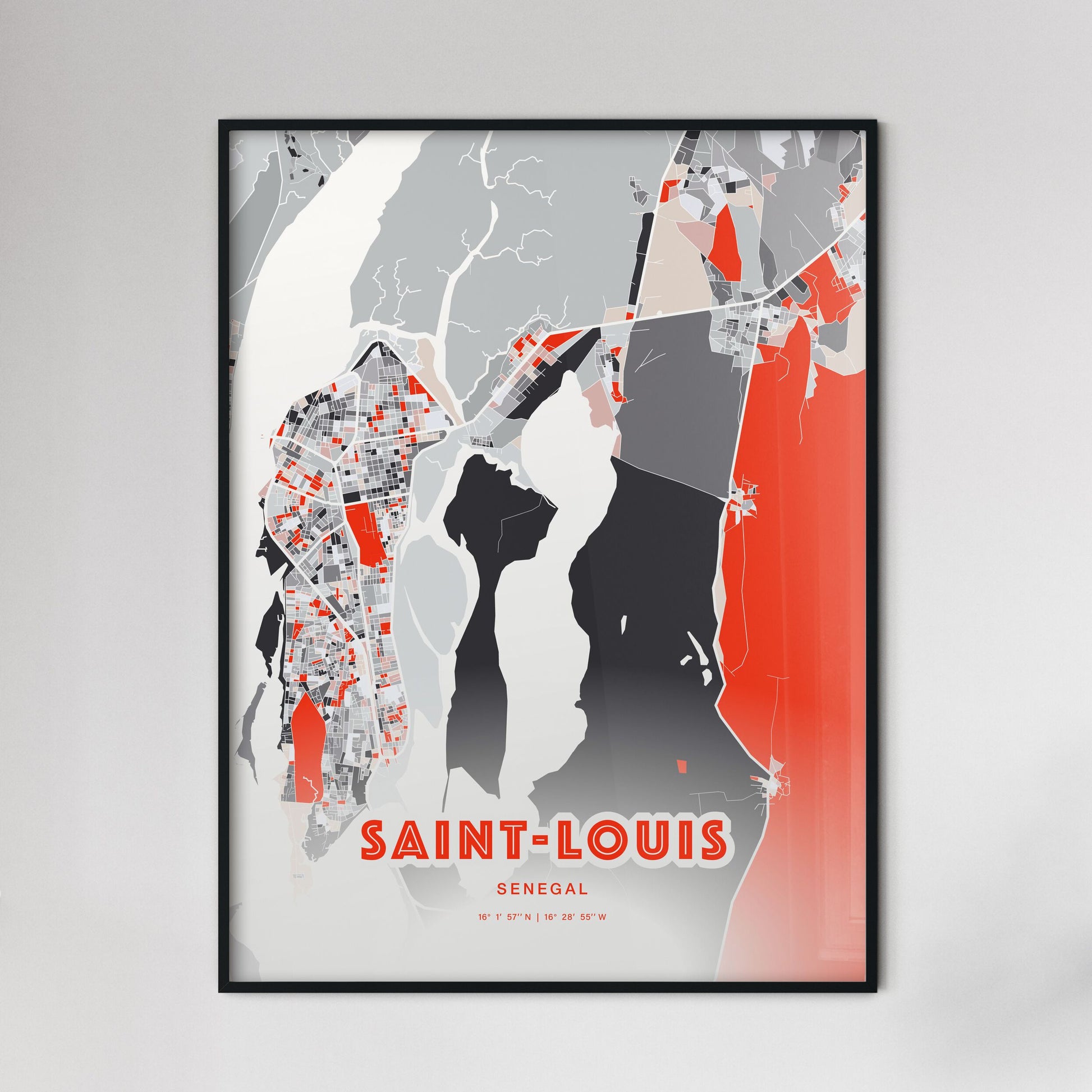Colorful SAINT-LOUIS SENEGAL Fine Art Map Modern