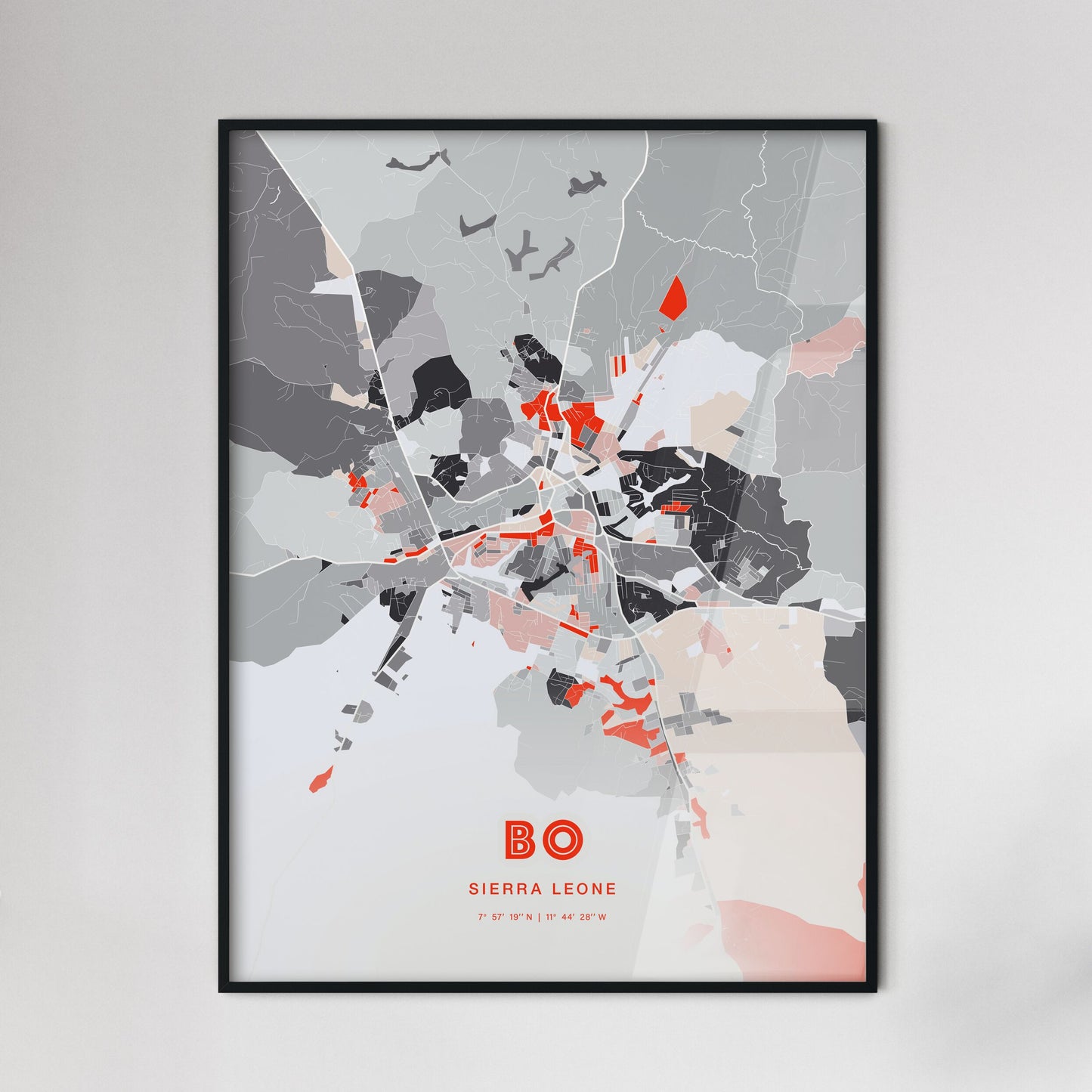 Colorful BO SIERRA LEONE Fine Art Map Modern