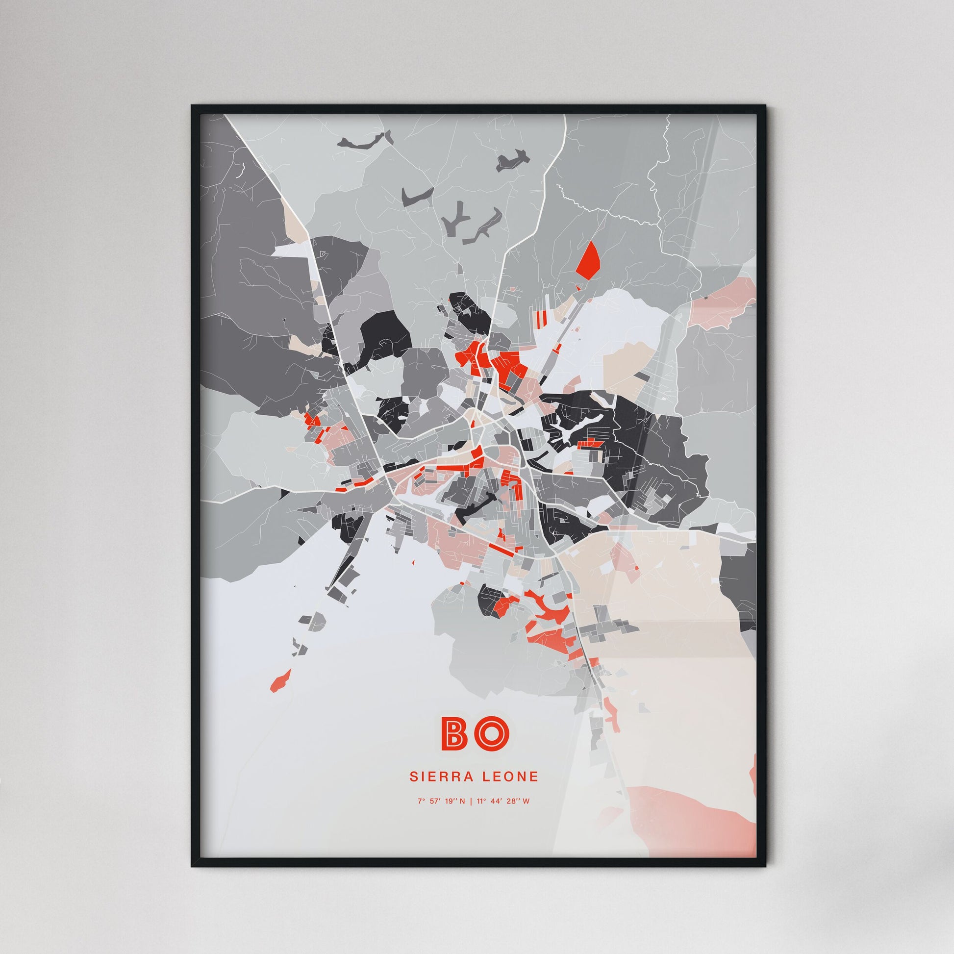 Colorful BO SIERRA LEONE Fine Art Map Modern