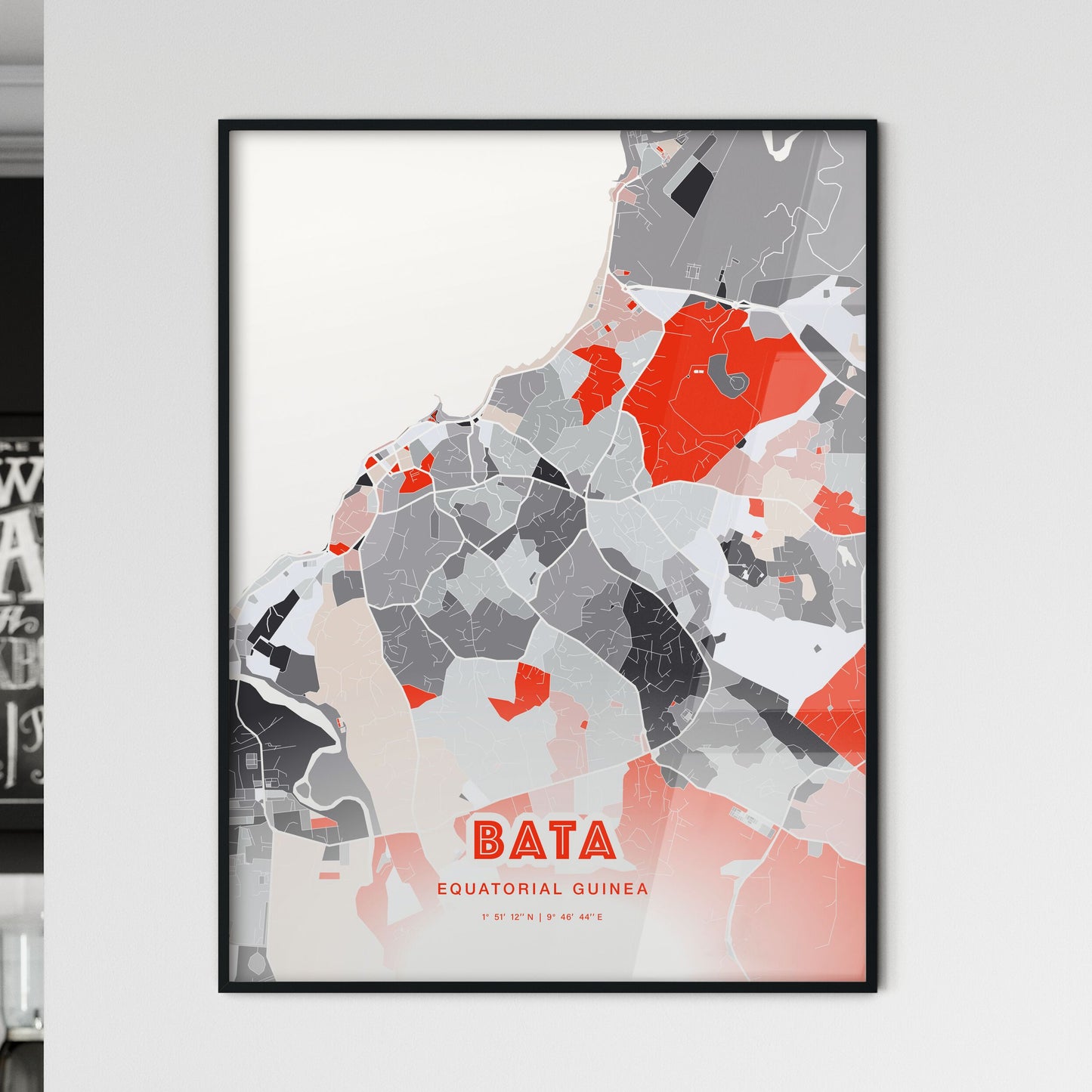 Colorful BATA EQUATORIAL GUINEA Fine Art Map Modern