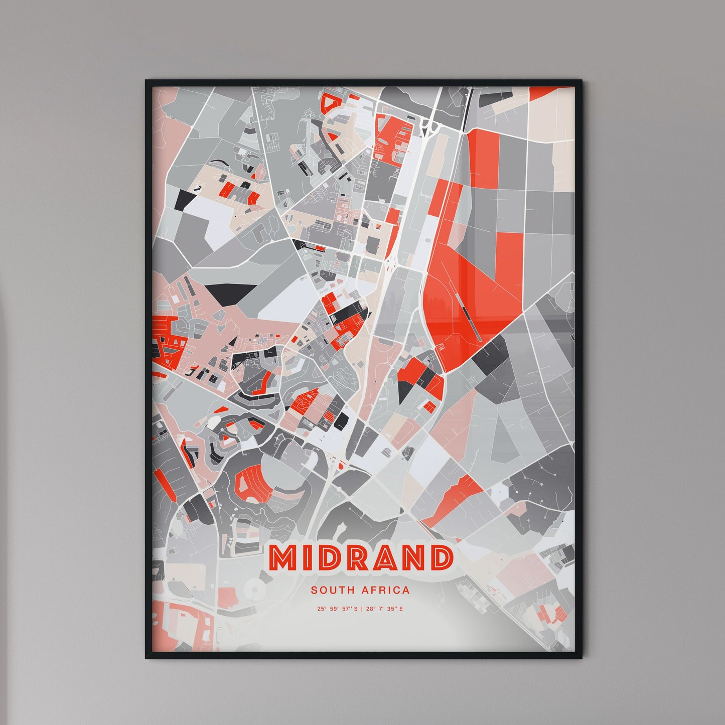 Colorful MIDRAND SOUTH AFRICA Fine Art Map Modern