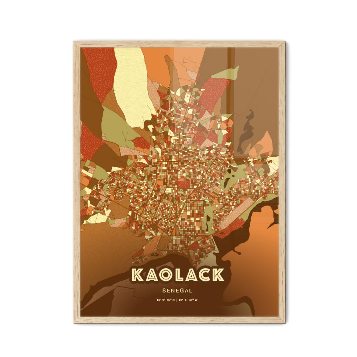 Colorful KAOLACK SENEGAL Fine Art Map Farmhouse