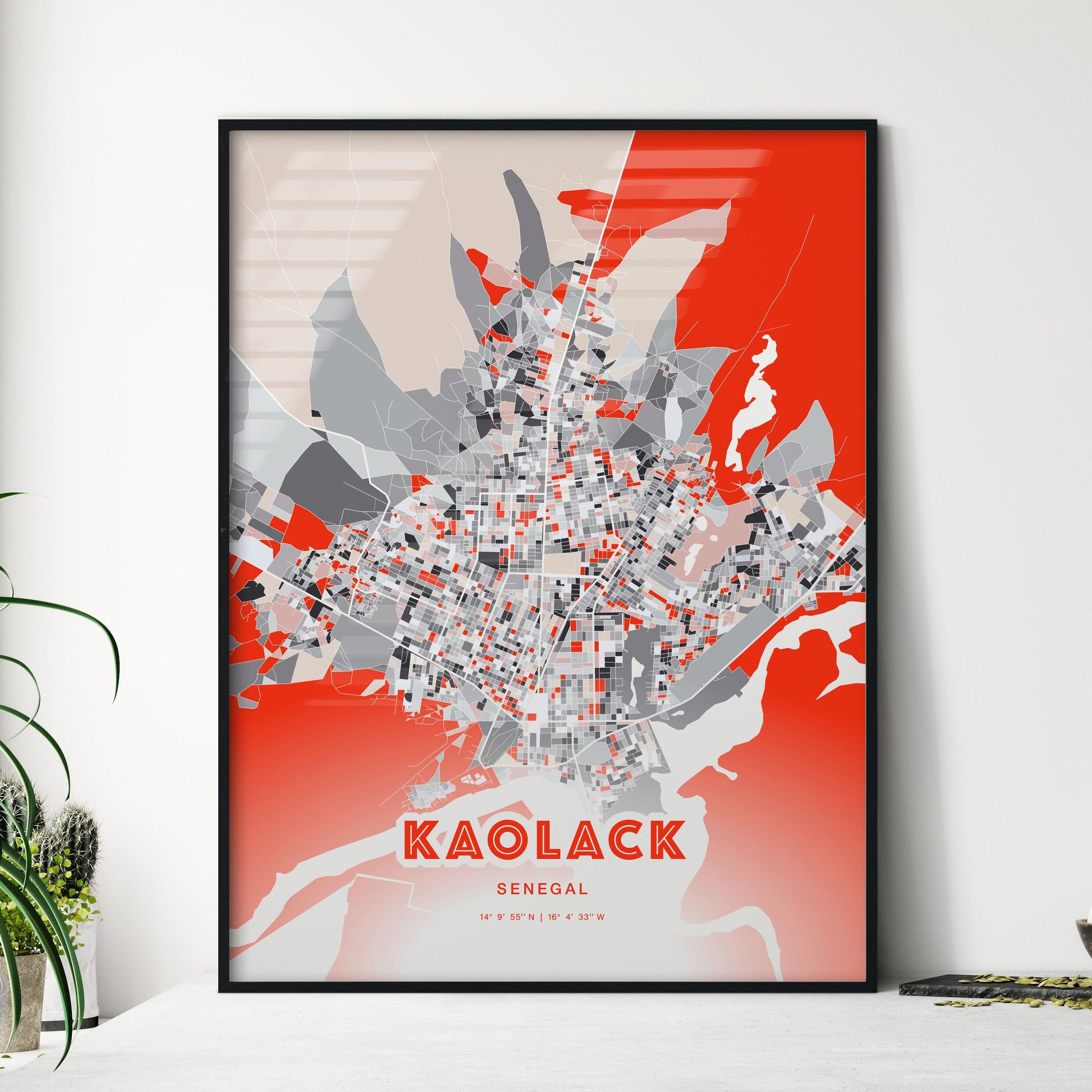 Colorful KAOLACK SENEGAL Fine Art Map Modern