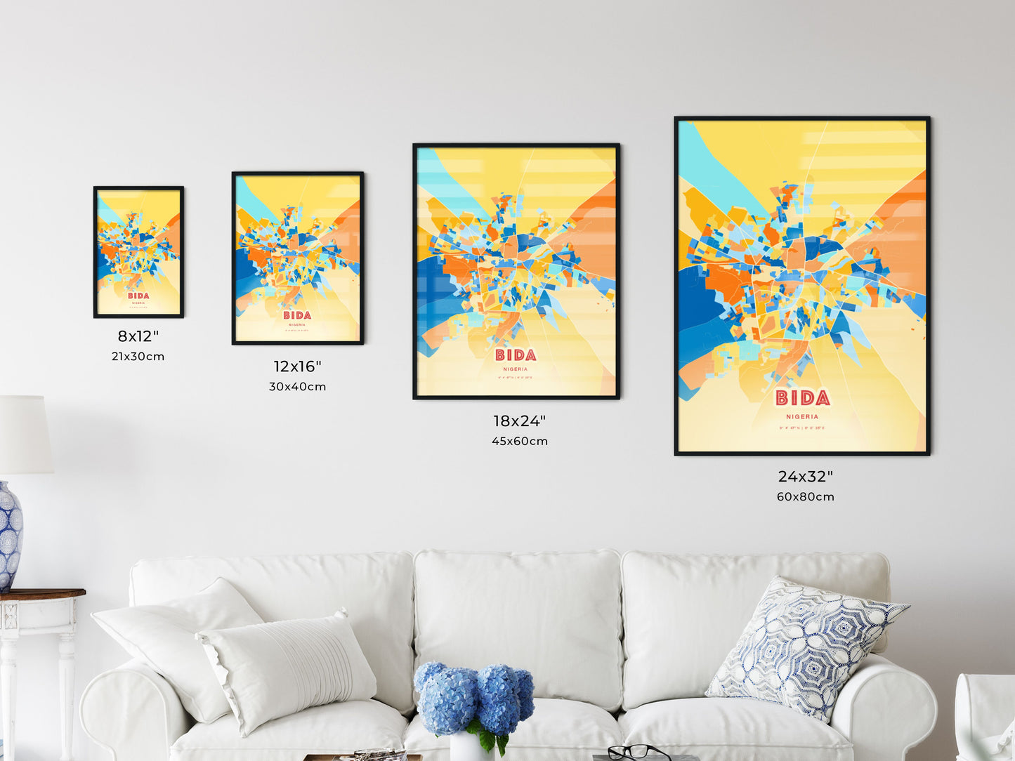 Colorful BIDA NIGERIA Fine Art Map