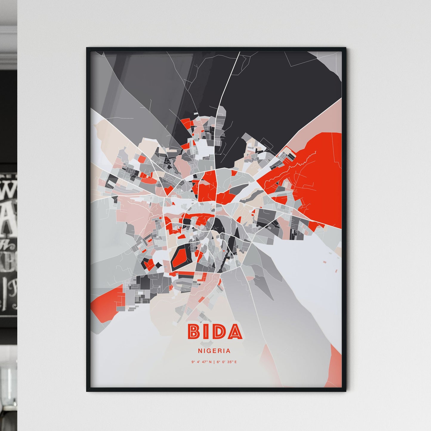 Colorful BIDA NIGERIA Fine Art Map Modern