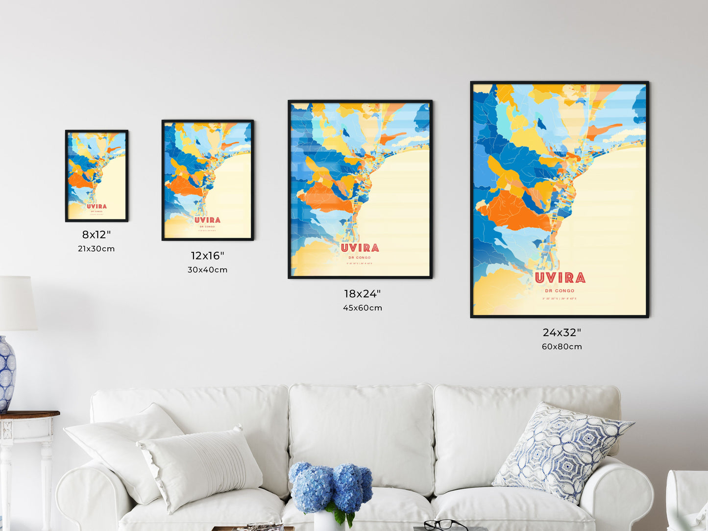 Colorful UVIRA DR CONGO Fine Art Map