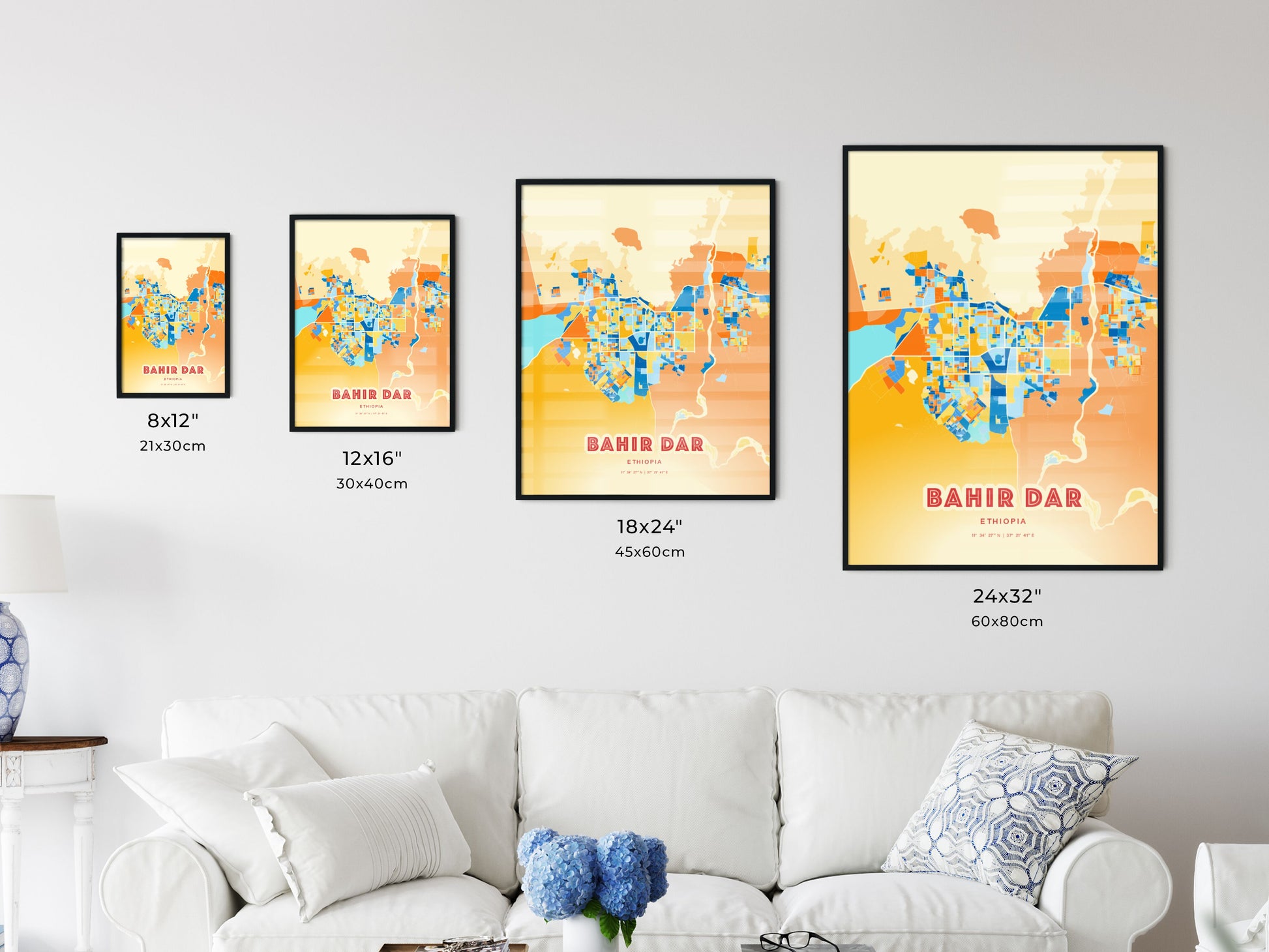 Colorful BAHIR DAR ETHIOPIA Fine Art Map