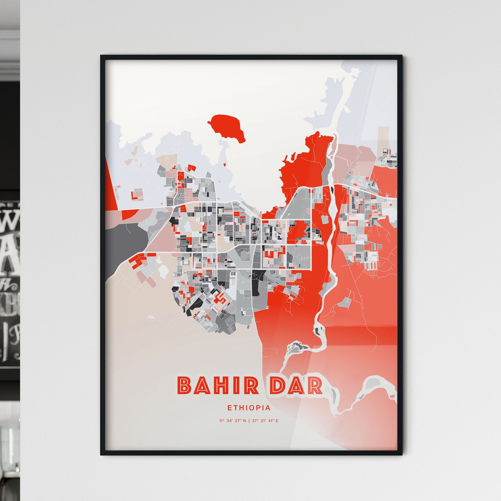 Colorful BAHIR DAR ETHIOPIA Fine Art Map Modern