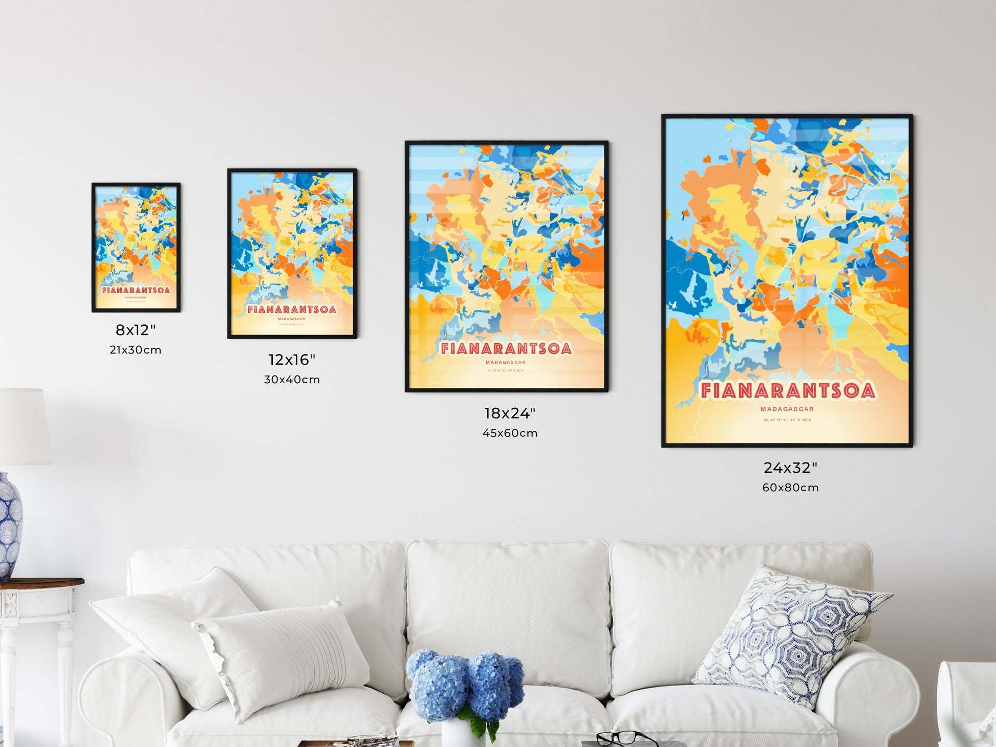 Colorful FIANARANTSOA MADAGASCAR Fine Art Map