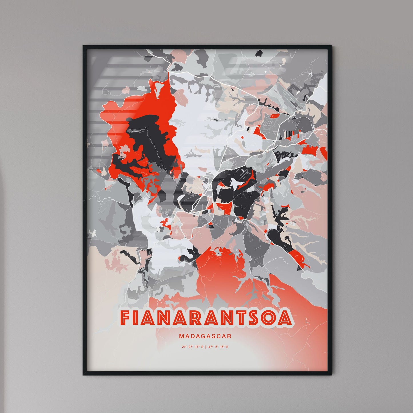 Colorful FIANARANTSOA MADAGASCAR Fine Art Map Modern