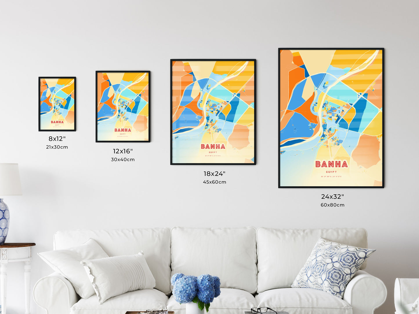 Colorful BANHA EGYPT Fine Art Map