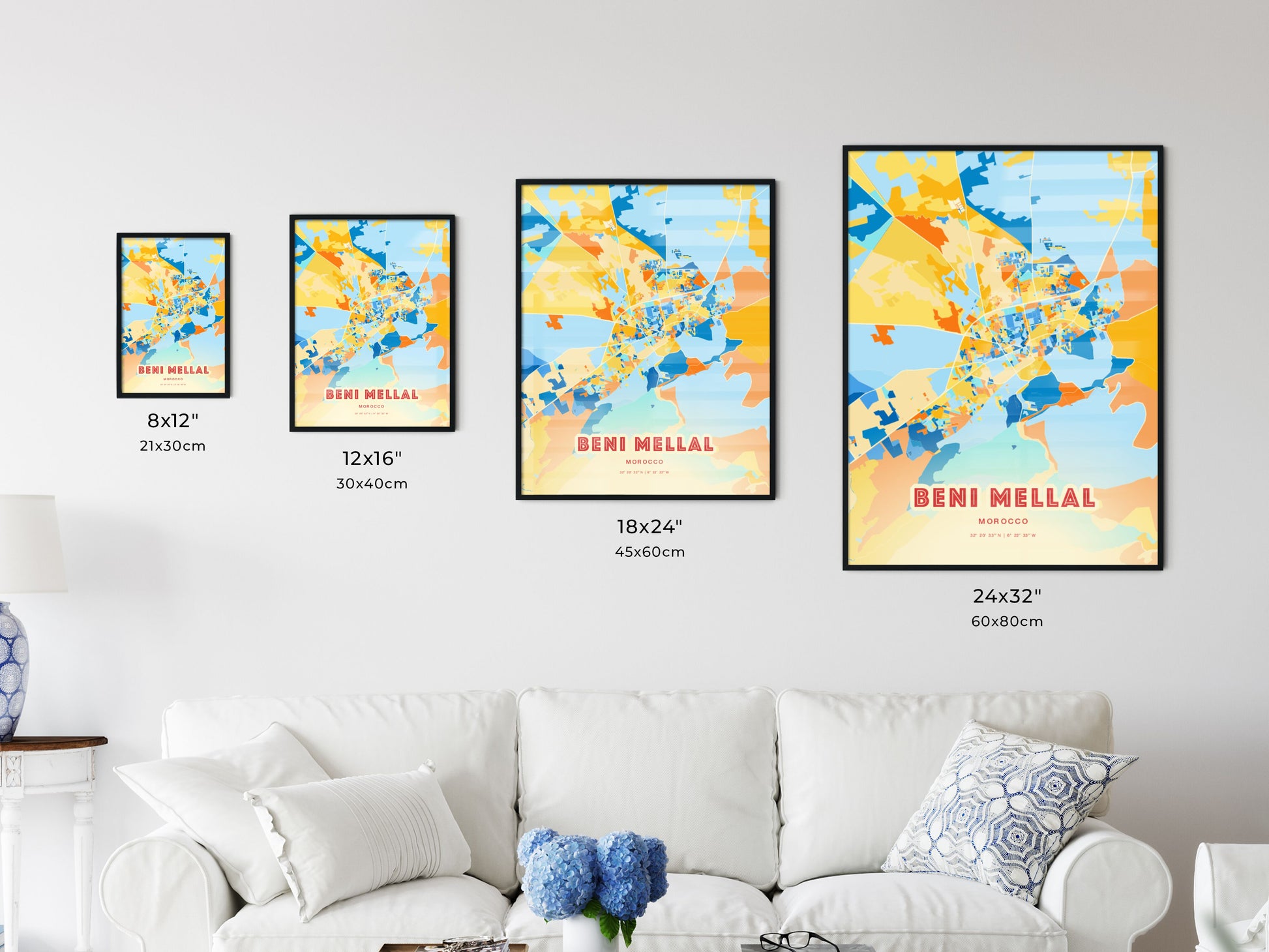 Colorful BENI MELLAL MOROCCO Fine Art Map