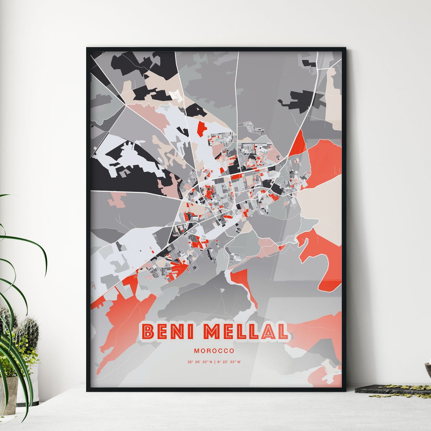 Colorful BENI MELLAL MOROCCO Fine Art Map Modern