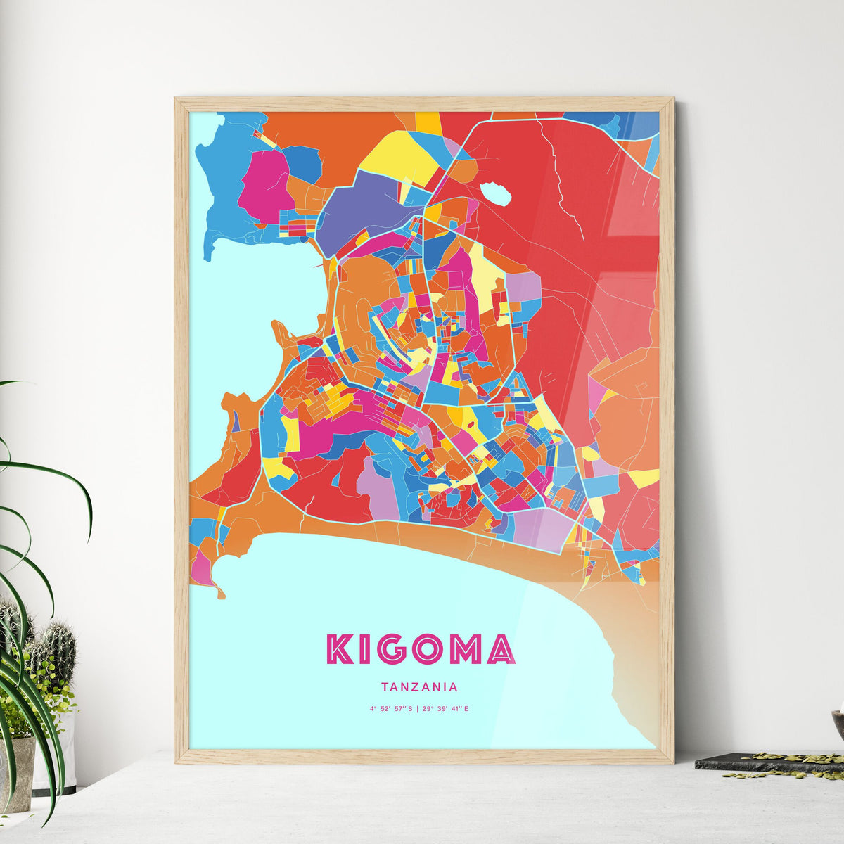 Colorful KIGOMA TANZANIA Fine Art Map Crazy Colors