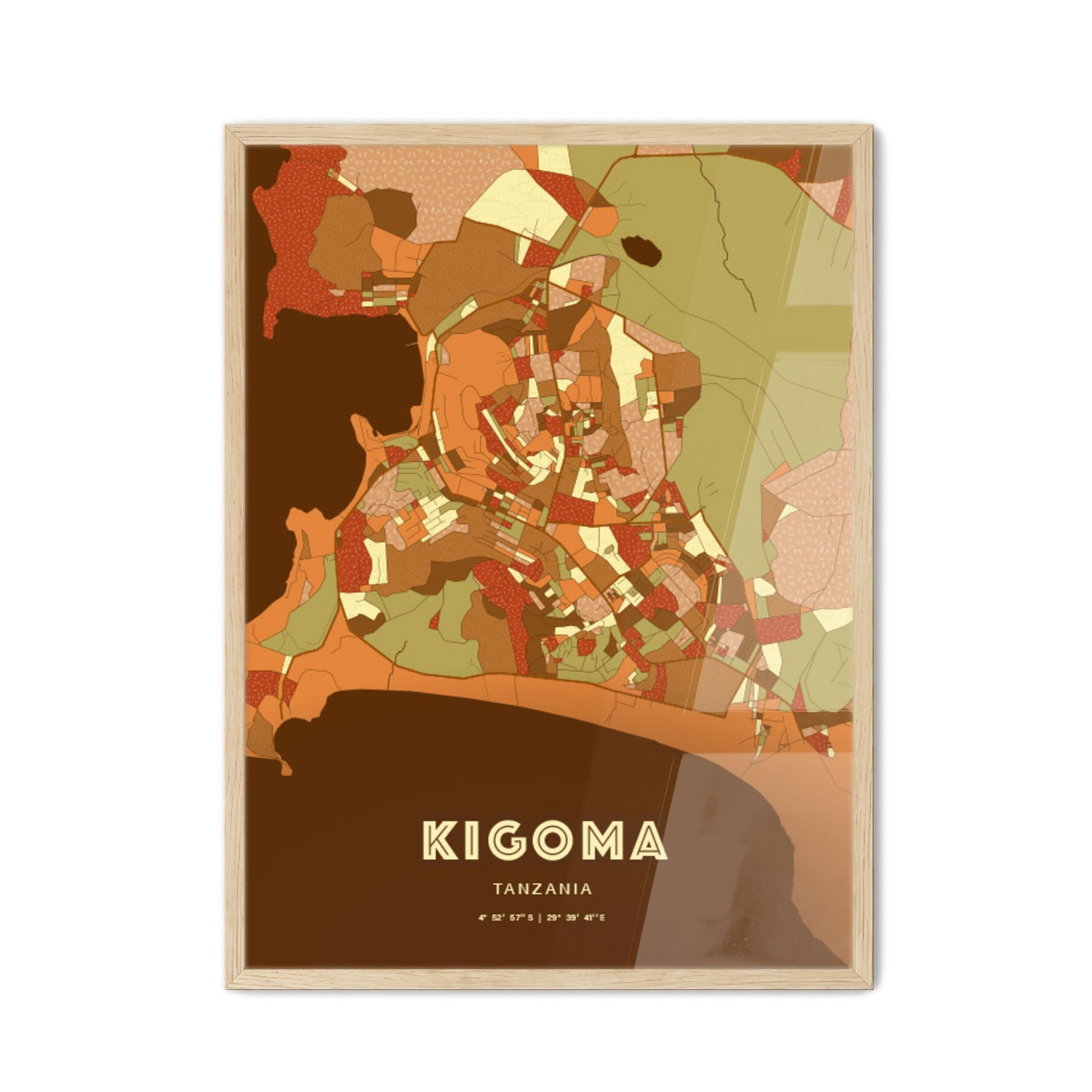 Colorful KIGOMA TANZANIA Fine Art Map Farmhouse