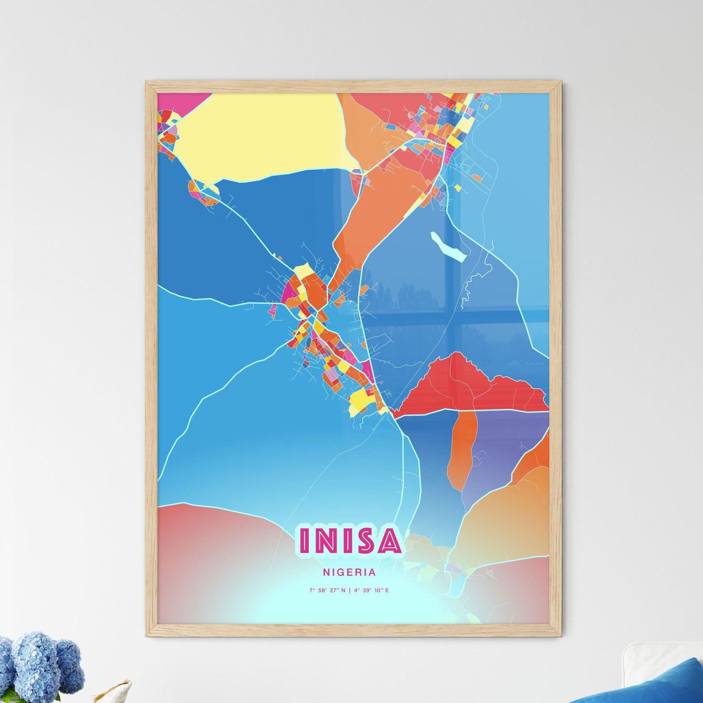 Colorful INISA NIGERIA Fine Art Map Crazy Colors