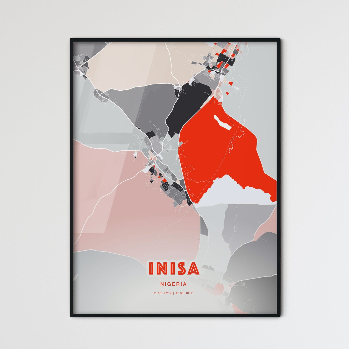 Colorful INISA NIGERIA Fine Art Map Modern