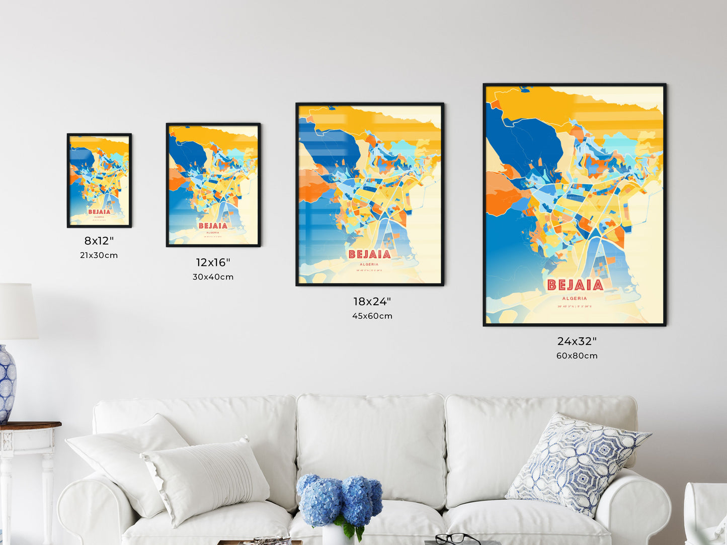 Colorful BEJAIA ALGERIA Fine Art Map