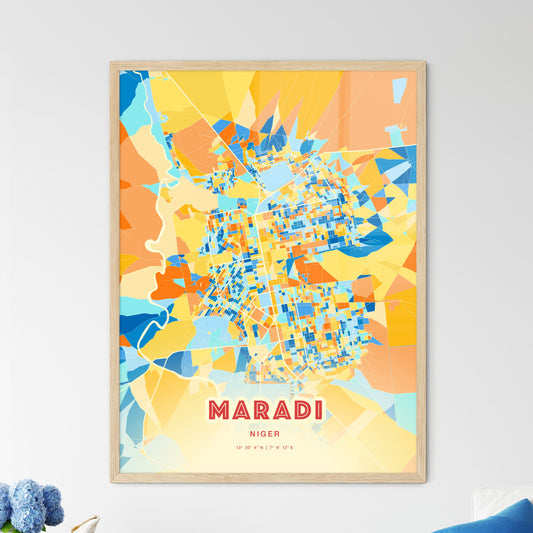 Colorful MARADI NIGER Fine Art Map Blue Orange