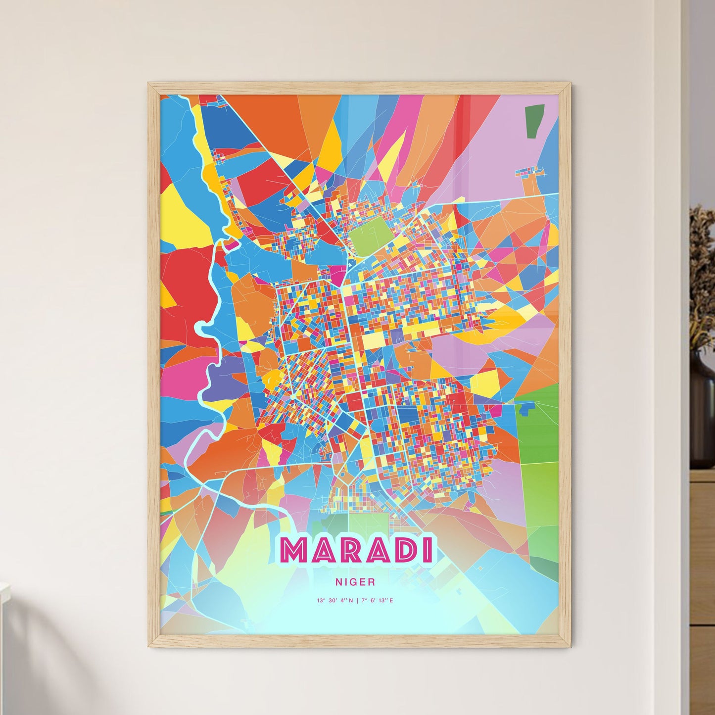 Colorful MARADI NIGER Fine Art Map Crazy Colors