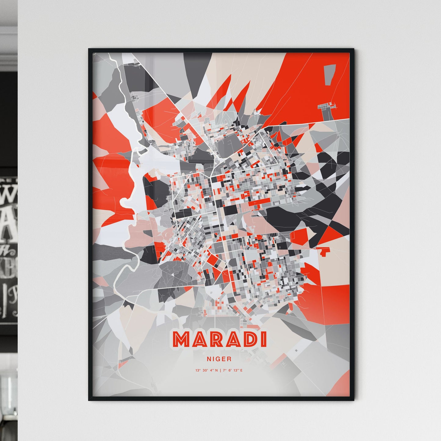 Colorful MARADI NIGER Fine Art Map Modern