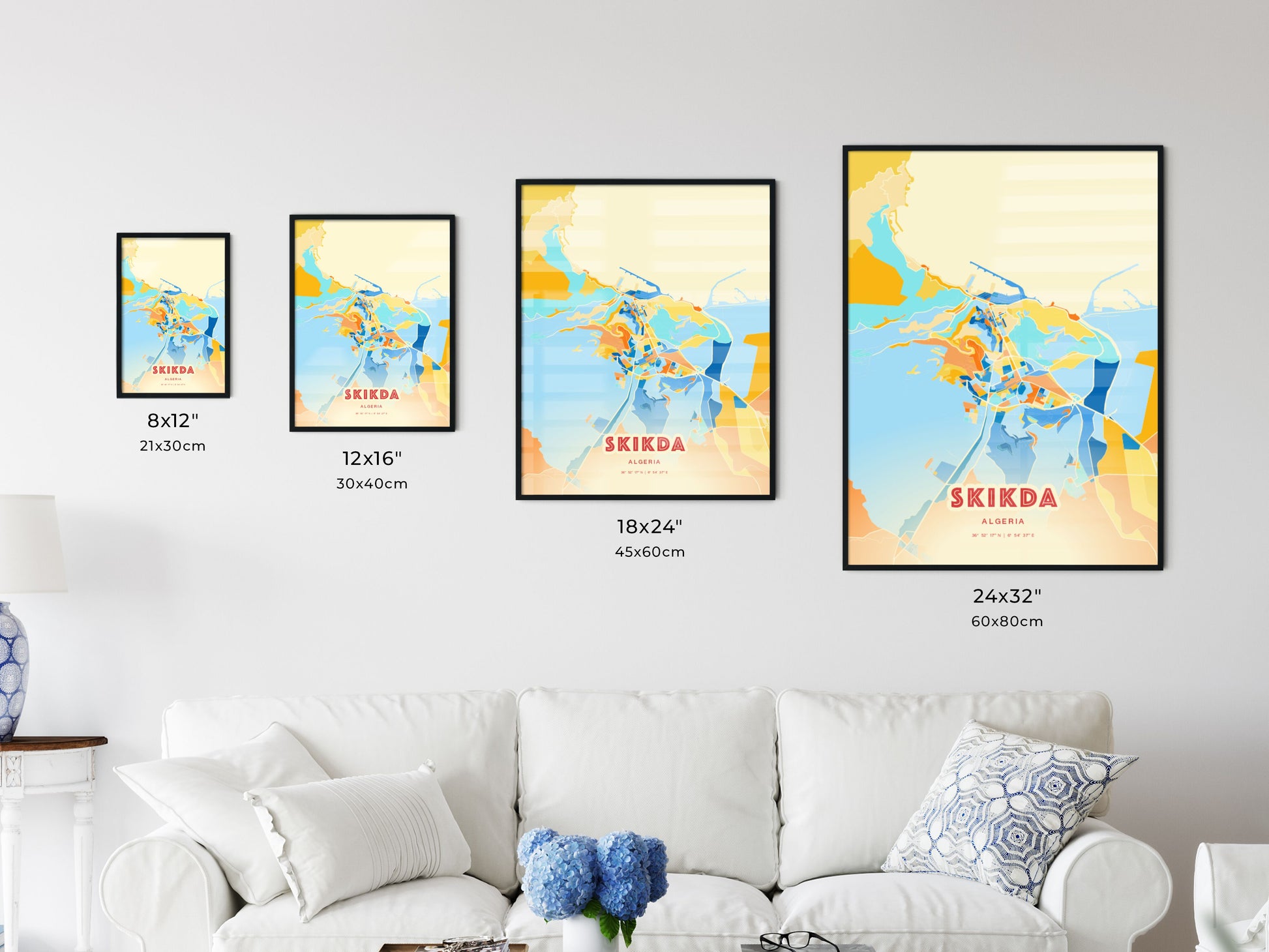 Colorful SKIKDA ALGERIA Fine Art Map