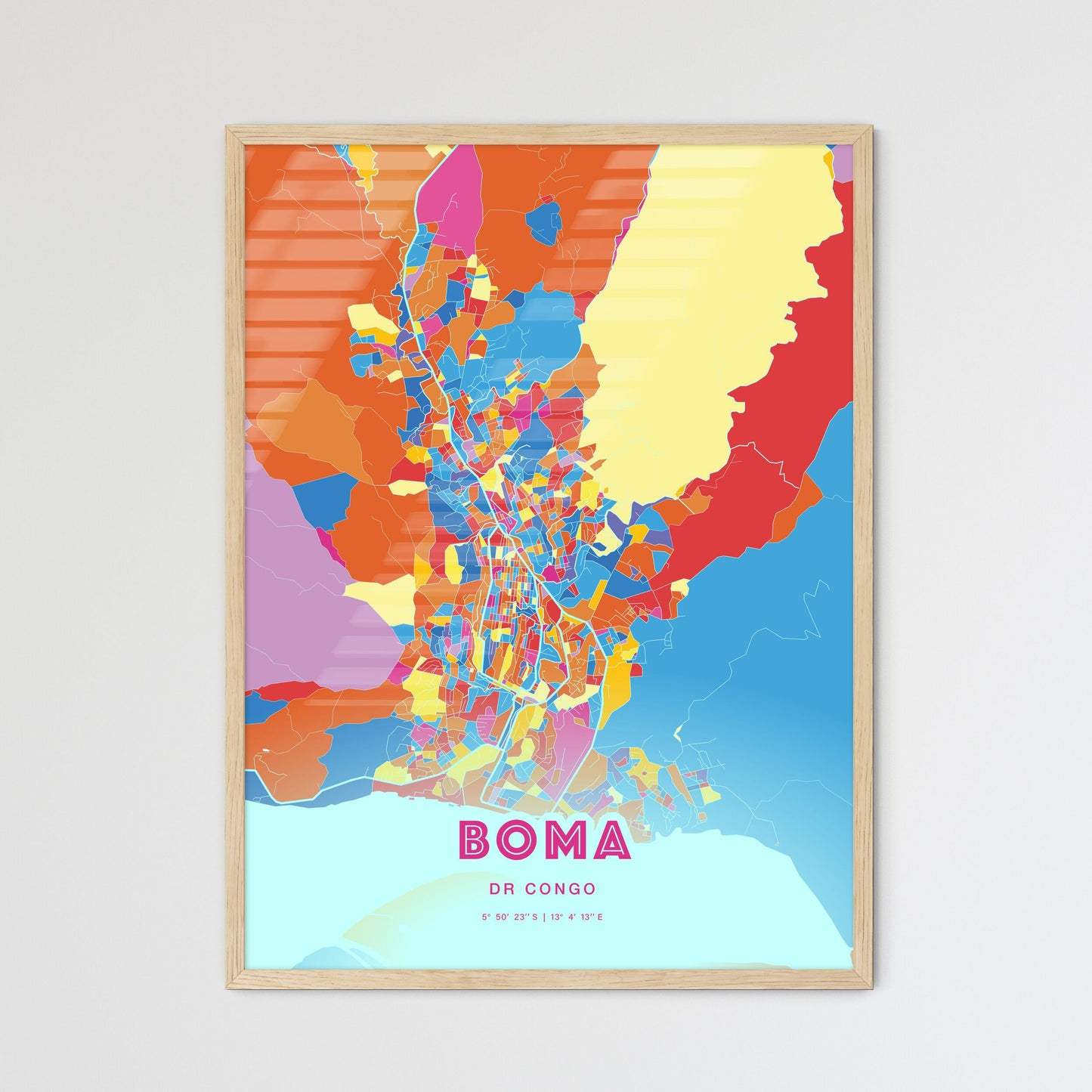 Colorful BOMA DR CONGO Fine Art Map Crazy Colors