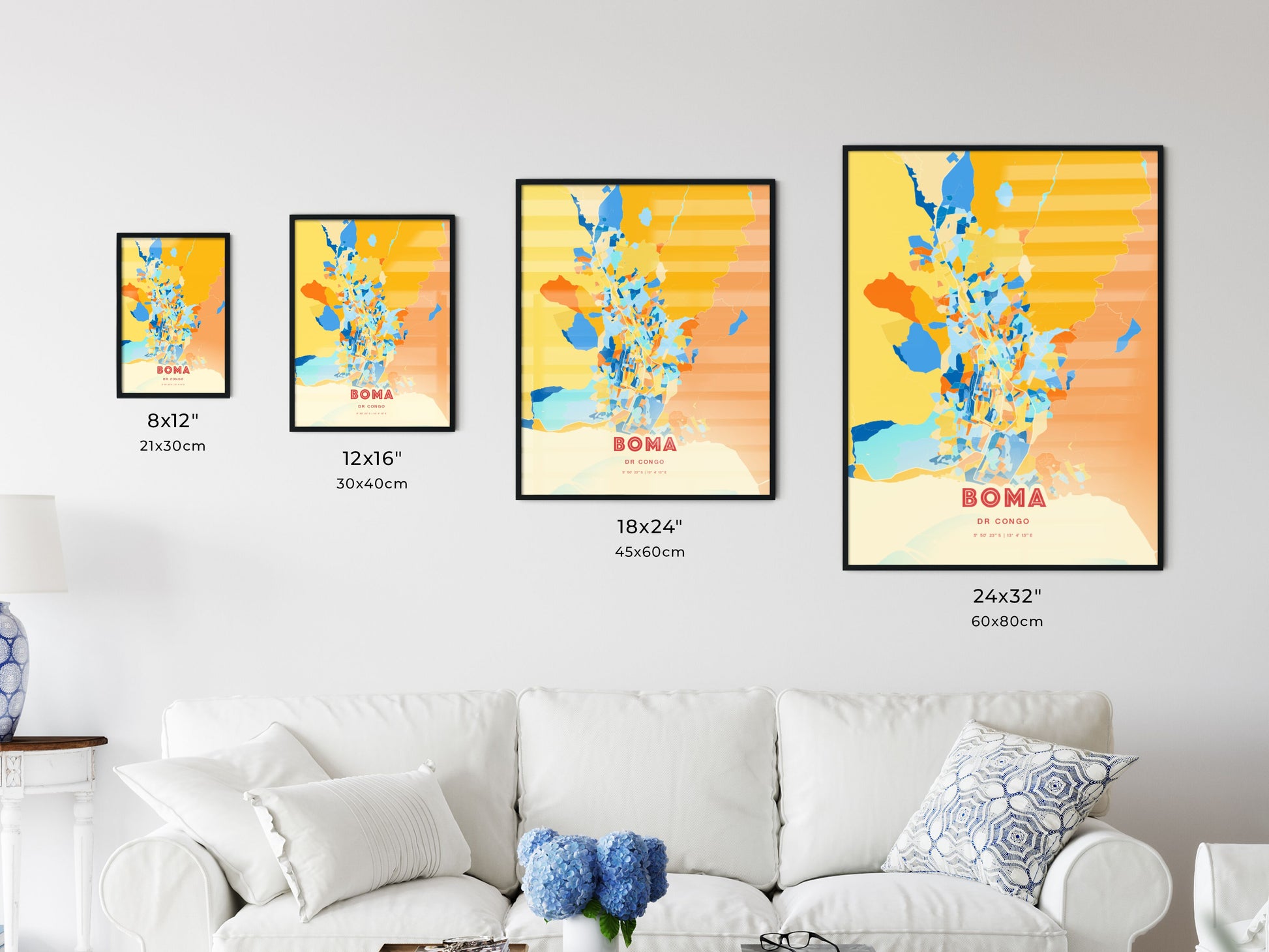 Colorful BOMA DR CONGO Fine Art Map