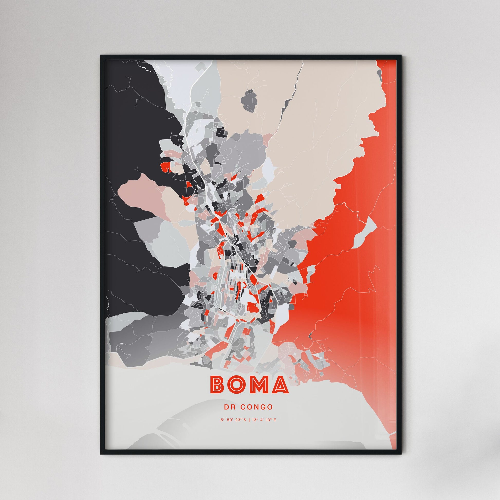 Colorful BOMA DR CONGO Fine Art Map Modern