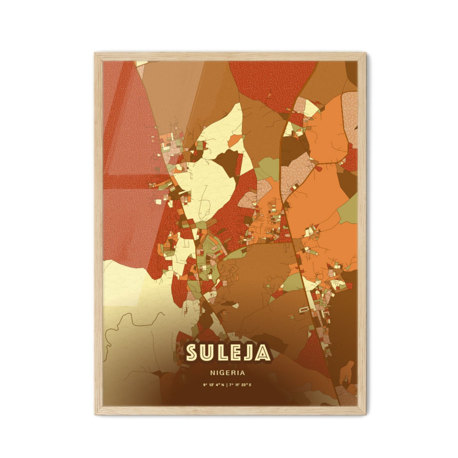 Colorful SULEJA NIGERIA Fine Art Map Farmhouse