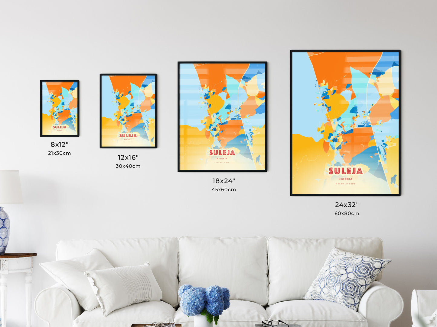 Colorful SULEJA NIGERIA Fine Art Map